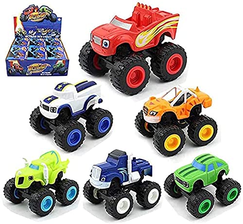 Juguetes de regalo para niños 6 piezas de juguetes Monster Machine, Monster Cars,dibujos animados Seis tipos de llamas y Robot Monsters Bigfoot Off-Road Monster Car para niños Di Casting Toy Machine