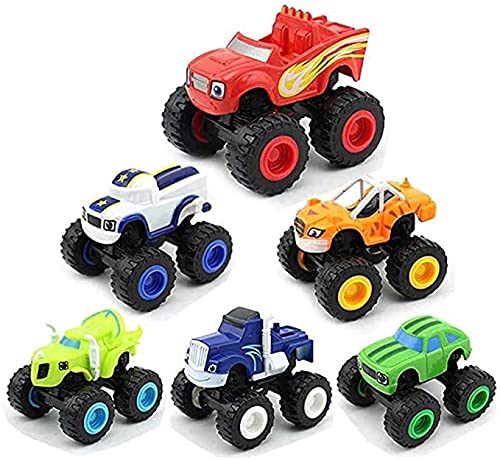 Juguetes de regalo para niños 6 piezas de juguetes Monster Machine, Monster Cars,dibujos animados Seis tipos de llamas y Robot Monsters Bigfoot Off-Road Monster Car para niños Di Casting Toy Machine