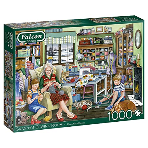 Jumbo Granny's Sewing Room Piece Jigsaw Puzzle Falcon de Luxe-Rompecabezas de 1000 Piezas para la Sala de Costura de la Abuela, Multicolor (11273)