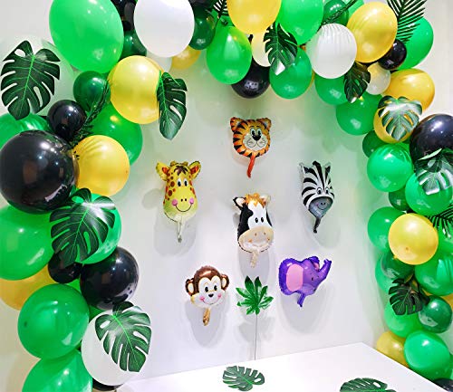 Jungle Safari Theme Party Decorations 174pcs Latex Balloons,Green Palm Leaves, 16 Feets Arch Balloon Strip Tape, Safri Party Supplies and Favors for Kids Boys Birthday Baby Shower Decor …