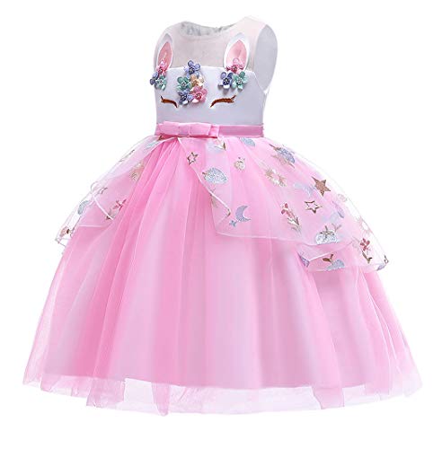 Jurebecia Disfraz Unicornio Niña Rainbow Unicornio Tutu Vestido Niña Princess Disfraces de Halloween Trajes con Diadema Tutus para Niñas