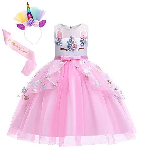 Jurebecia Disfraz Unicornio Niña Rainbow Unicornio Tutu Vestido Niña Princess Disfraces de Halloween Trajes con Diadema Tutus para Niñas