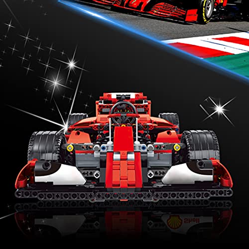 JYFLY Coche de carreras de Fórmula 1, modelo teledirigido Mork, 1100 piezas FRR-F1 para juguete de construcción de Ferrari, compatible con Lego Technic