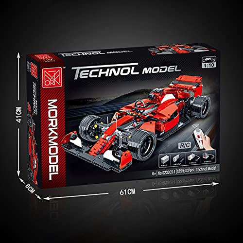 JYFLY Coche de carreras de Fórmula 1, modelo teledirigido Mork, 1100 piezas FRR-F1 para juguete de construcción de Ferrari, compatible con Lego Technic