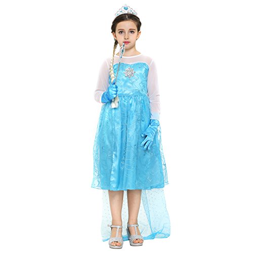 Katara 1099 Disfraz de Elsa Frozen con Set de Princesa - Niñas 8-9 Años, Azul