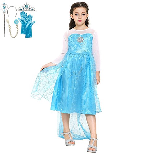 Katara 1099 Disfraz de Elsa Frozen con Set de Princesa - Niñas 8-9 Años, Azul