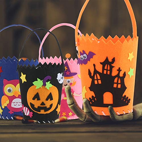 KATOOM 4 Piezas Canastas de Dulces de Halloween Bolsa de Truco o Trato DIY Bolsa de Fieltro de Calabaza de Halloween Canasta de Dulces para Galletas Decoracion de Fiesta Bruja Calabaza para Niños