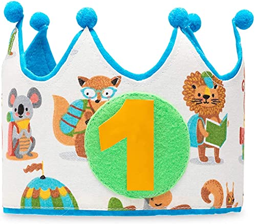 Kembilove Corona Primer Cumpleaños – Coronas Infantiles para niños y niñas cómodas y suaves para la Piel – Fiesta de cumpleaños Smash Cake Animales – Regalos Personalizados