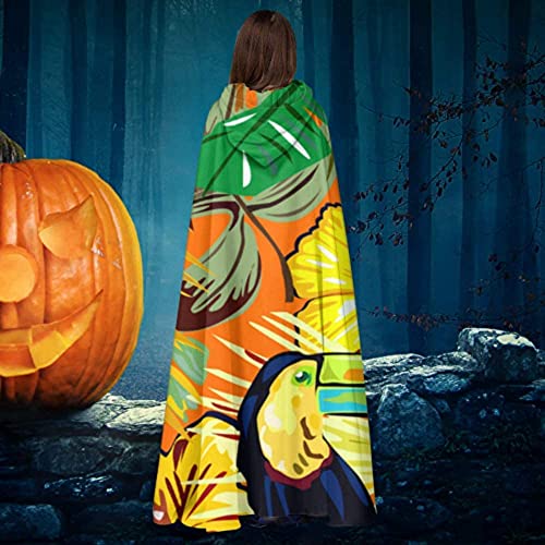 KEROTA Moda Retro Amarillo Flor Blanca Adulto Capa Cape Capes Y Capas 59 pulgadas Para Navidad Halloween Cosplay Disfraces