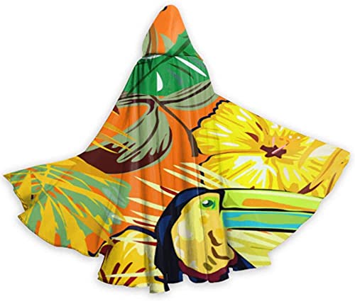 KEROTA Moda Retro Amarillo Flor Blanca Adulto Capa Cape Capes Y Capas 59 pulgadas Para Navidad Halloween Cosplay Disfraces