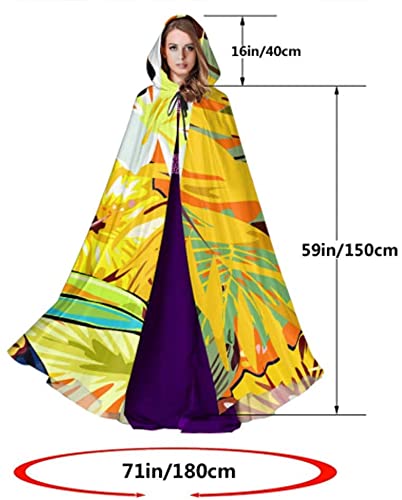 KEROTA Moda Retro Amarillo Flor Blanca Adulto Capa Cape Capes Y Capas 59 pulgadas Para Navidad Halloween Cosplay Disfraces