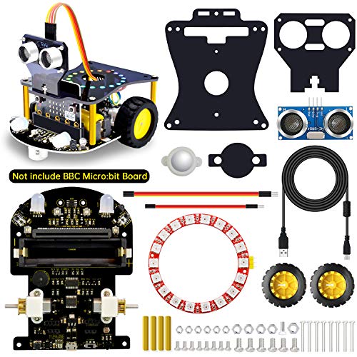 KEYESTUDIO BBC Micro:bit Robot Building Set Compatible con Microbit V1, V2 (excluyendo la Placa Microbit) para Niños y Adultos