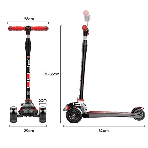 Kick Scooters Patinete Infantil de 3 Ruedas - Patinete de 2 a 16 años Intermitente - Asa Regulable en Altura - Peso máximo de Carga 50 kg (Cinco Colores)