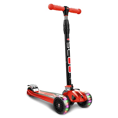 Kick Scooters Patinete Infantil de 3 Ruedas - Patinete de 2 a 16 años Intermitente - Asa Regulable en Altura - Peso máximo de Carga 50 kg (Cinco Colores)