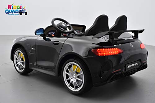 Kiddi Quad Mercedes AMG GT R 2 plazas negro metalizado, coche eléctrico para niños con mando a distancia parental 2,4 GHz, 12 V, 10 Ah