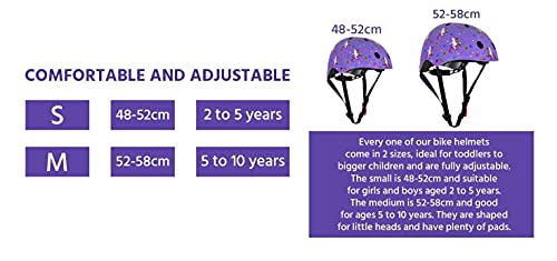 KIDDIMOTO Casco Bicicleta Completamente Ajustabl - Bici Casco para Infantil y Niños para Patinete, Ciclismo, Scooter, Bicicleta de Equilibrio y Monopatin - Unicornio - M (53-58cm)