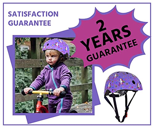 KIDDIMOTO Casco Bicicleta Completamente Ajustabl - Bici Casco para Infantil y Niños para Patinete, Ciclismo, Scooter, Bicicleta de Equilibrio y Monopatin - Unicornio - M (53-58cm)