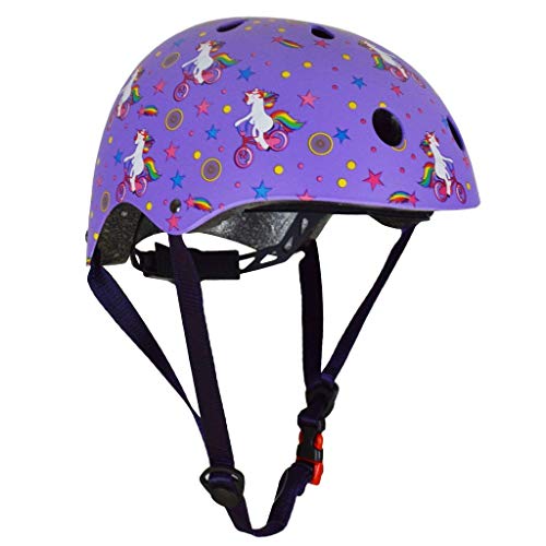 KIDDIMOTO Casco Bicicleta Completamente Ajustabl - Bici Casco para Infantil y Niños para Patinete, Ciclismo, Scooter, Bicicleta de Equilibrio y Monopatin - Unicornio - M (53-58cm)