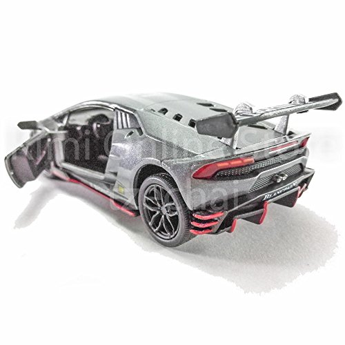 Kinsmart Die-Cast Car 1:36 Lamborghini Huracan LP620-2 Super Trofeo Car Grey Color Model Friction Toys with Box Collection