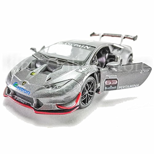 Kinsmart Die-Cast Car 1:36 Lamborghini Huracan LP620-2 Super Trofeo Car Grey Color Model Friction Toys with Box Collection