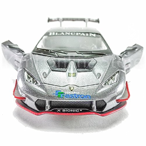 Kinsmart Die-Cast Car 1:36 Lamborghini Huracan LP620-2 Super Trofeo Car Grey Color Model Friction Toys with Box Collection