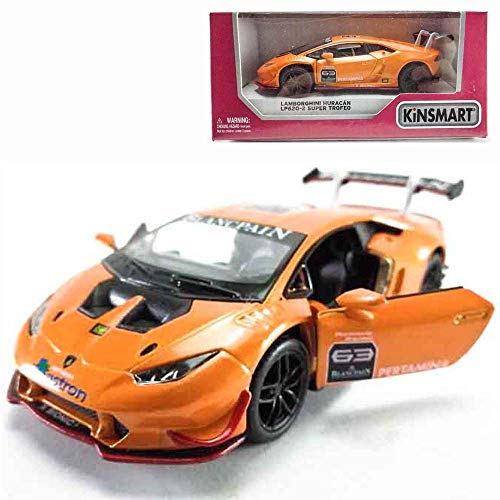 Kinsmart Die-Cast Car 1:36 Lamborghini Huracan LP620-2 Super Trofeo Car Orange Color Model Friction Toys with Box Collection