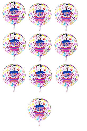 KIRALOVE 10 Globos Redondos Feliz cumpleaños 44 x 44 cm Feliz cumpleaños Decoraciones para Fiestas Decoraciones niño niña Happy Birthday