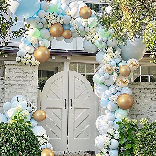 Kit de Arco Globos de Fiesta Cumpleaños 124 Macaron Globos Color Verde Menta Globo de Látex Decoración Cumpleaños Baby Shower Boda Despedida de Soltero