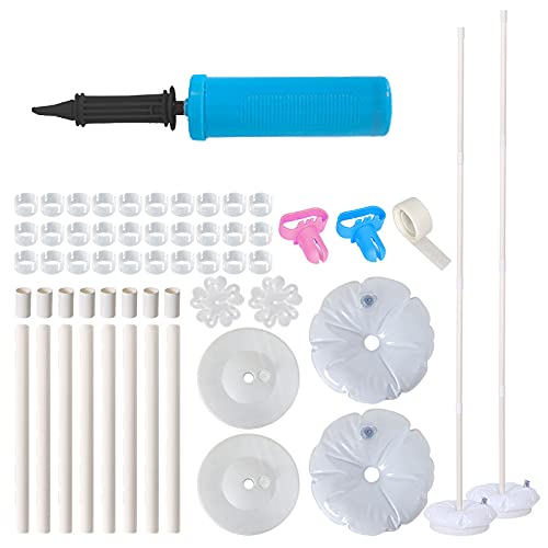 Kit de Columnas de Globos de 1,5 m de Altura con Base, Clips de Globo, Pegatinas de Punto de Pegamento Manual de Bomba de Globo para Decoraciones de Fiestas de Boda de Cumpleaños (2 juegos)