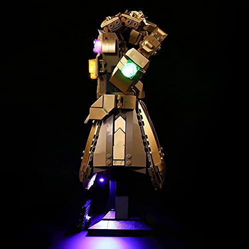 Kit de construcción coleccionable para Lego 76191 Infinity Guantelete Set de luces de decoración para Thanos mano derecha, modelo de guantelete