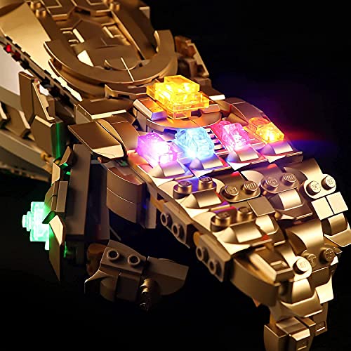 Kit de construcción coleccionable para Lego 76191 Infinity Guantelete Set de luces de decoración para Thanos mano derecha, modelo de guantelete