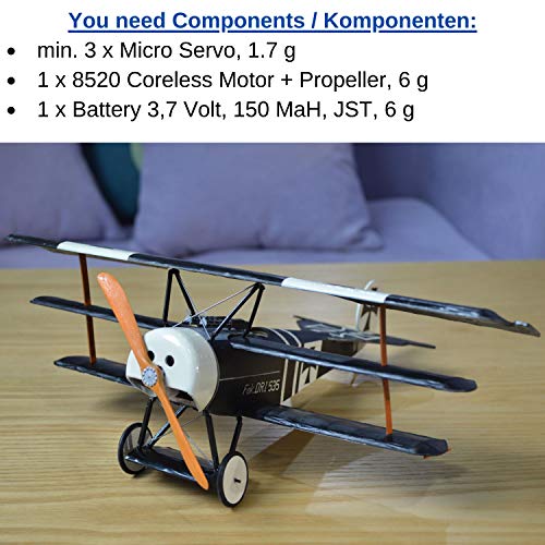 KIT DE Fokker Dr.1 Slowflyer, 358 mm de envergadura, escala 1/20, modelo de avión para la auto construcción, kit de madera de balsa, RC kit modelo del aeroplano, 280 x 358 x 135 mm de tamaño