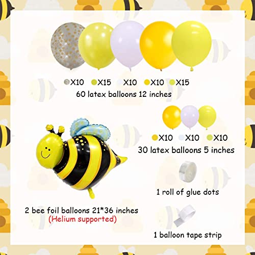 Kit de guirnalda de globos de abeja Arco de globo con tema de abeja Suministros de decoración para fiesta de cumpleaños de miel Globos de lunares de oro amarillo blanco para fiesta temática de abeja