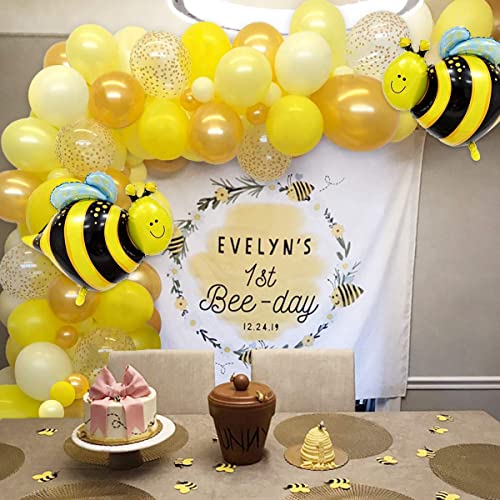 Kit de guirnalda de globos de abeja Arco de globo con tema de abeja Suministros de decoración para fiesta de cumpleaños de miel Globos de lunares de oro amarillo blanco para fiesta temática de abeja