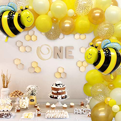 Kit de guirnalda de globos de abeja Arco de globo con tema de abeja Suministros de decoración para fiesta de cumpleaños de miel Globos de lunares de oro amarillo blanco para fiesta temática de abeja