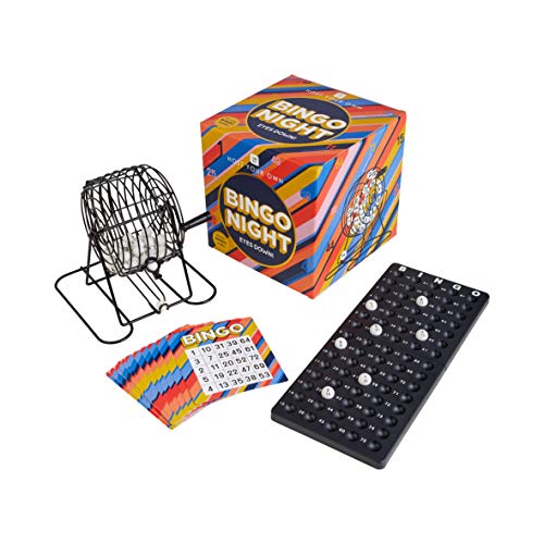 Kit de Juego de Bingo clásico | Anfitrión de su Propia Noche de Juegos | Contiene Máquina de Ruedas de Bingo de Metal |para Adultos, niños, diversión Familiar, después de la Cena, Navidad, Regalo