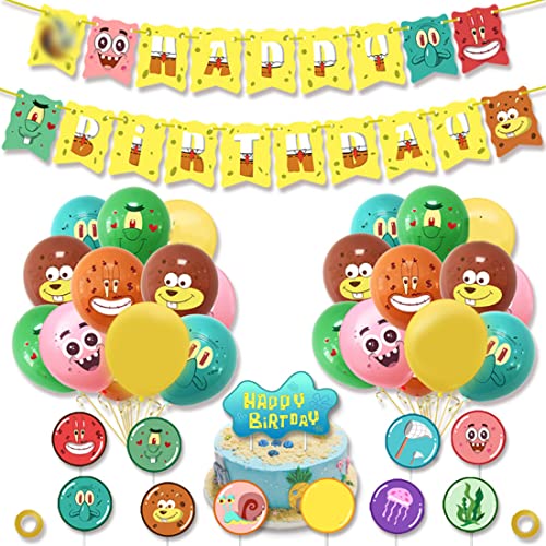 Kit Globos Látex -ZSWQ 38PiezasDecoración Fiesta de Globos, Tema Banner Globos Kit Happy Birthday Adorno de Torta para Tema Decoración para Fiestas de Cumpleaños