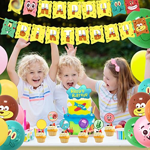 Kit Globos Látex -ZSWQ 38PiezasDecoración Fiesta de Globos, Tema Banner Globos Kit Happy Birthday Adorno de Torta para Tema Decoración para Fiestas de Cumpleaños