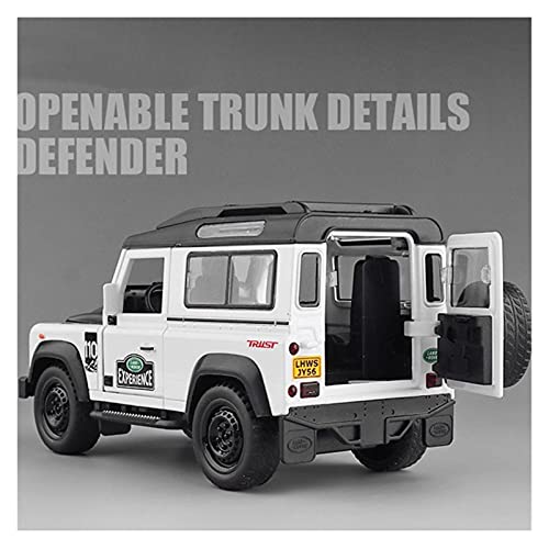 Kit Juguetes Coches Metal Resistente 1:32 para Land Rover Defender Miniatura Coche simulación aleación Fundido Modelos Juguetes con luz Sonido para Regalo Maravilloso Regalo (Color : White)