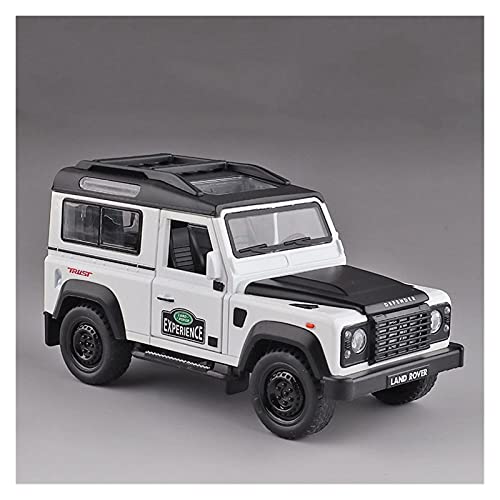 Kit Juguetes Coches Metal Resistente 1:32 para Land Rover Defender Miniatura Coche simulación aleación Fundido Modelos Juguetes con luz Sonido para Regalo Maravilloso Regalo (Color : White)