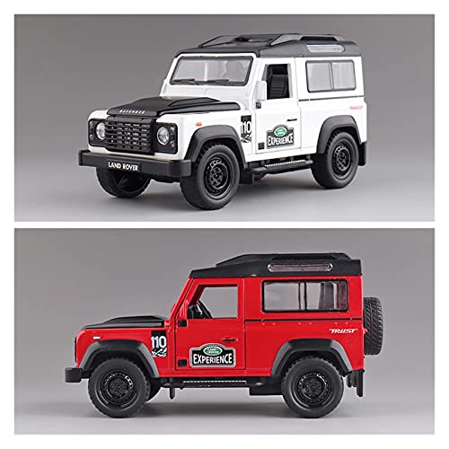 Kit Juguetes Coches Metal Resistente 1:32 para Land Rover Defender Miniatura Coche simulación aleación Fundido Modelos Juguetes con luz Sonido para Regalo Maravilloso Regalo (Color : White)