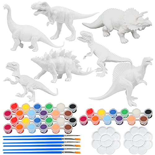 Kit Pintura Dinosaurios, ZoneYan Juguetes de Animales para Niños, Pintar Dinosaurios Animales, Juguetes de Dinosaurio 3D, Juego Dinosaurios 3-10 años (7 Dinosaurio)