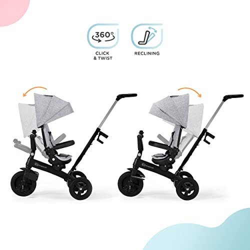 kk KinderKraft Triciclo Evolutivo TWIPPER, Asiento Giratorio 360 Grados, 9 Meses a 5 Años, Gris, KRTWIP00GRY0000