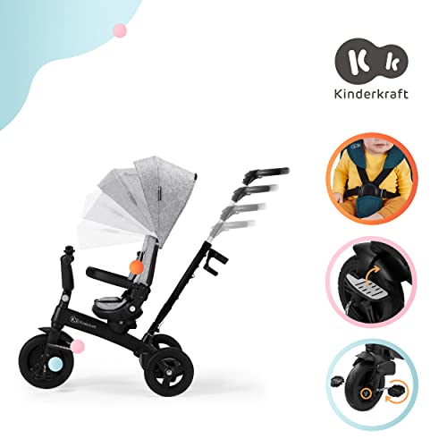 kk KinderKraft Triciclo Evolutivo TWIPPER, Asiento Giratorio 360 Grados, 9 Meses a 5 Años, Gris, KRTWIP00GRY0000