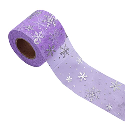 KLOVA 25 Yardas 6 cm Multicolor patrón de Copo de Nieve Rollo de Tul DIY Falda de Mesa Rollo de Tul Colorido Arcos decoración de Boda