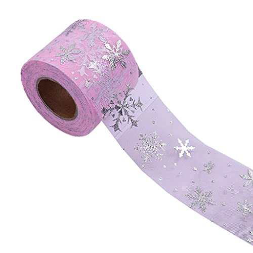 KLOVA 25 Yardas 6 cm Multicolor patrón de Copo de Nieve Rollo de Tul DIY Falda de Mesa Rollo de Tul Colorido Arcos decoración de Boda