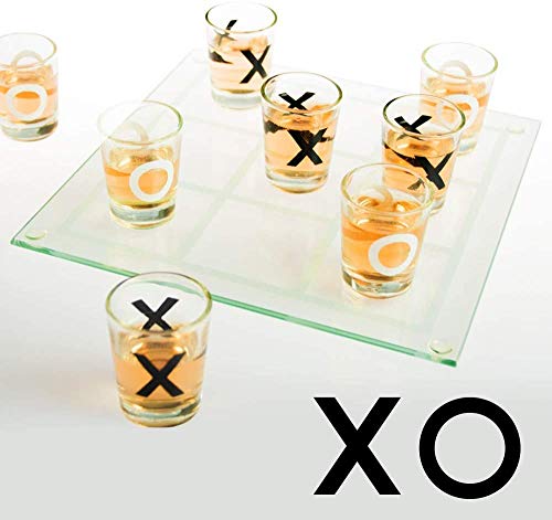 KMC Austria Design Tic Tac Toe - Juego de beber (cristal, superficie de juego de 13 x 13 cm)