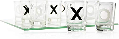 KMC Austria Design Tic Tac Toe - Juego de beber (cristal, superficie de juego de 13 x 13 cm)