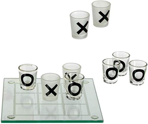 KMC Austria Design Tic Tac Toe - Juego de beber (cristal, superficie de juego de 13 x 13 cm)