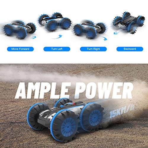 Kriogor Coche de Control Remoto, 2.4Ghz 4WD Impermeable RC Stunt Car con Control Remoto Rotación de 360 ° Anfibio Offroad Vehículo Electrónico Interior al Aire Libre, Regalos para Niños